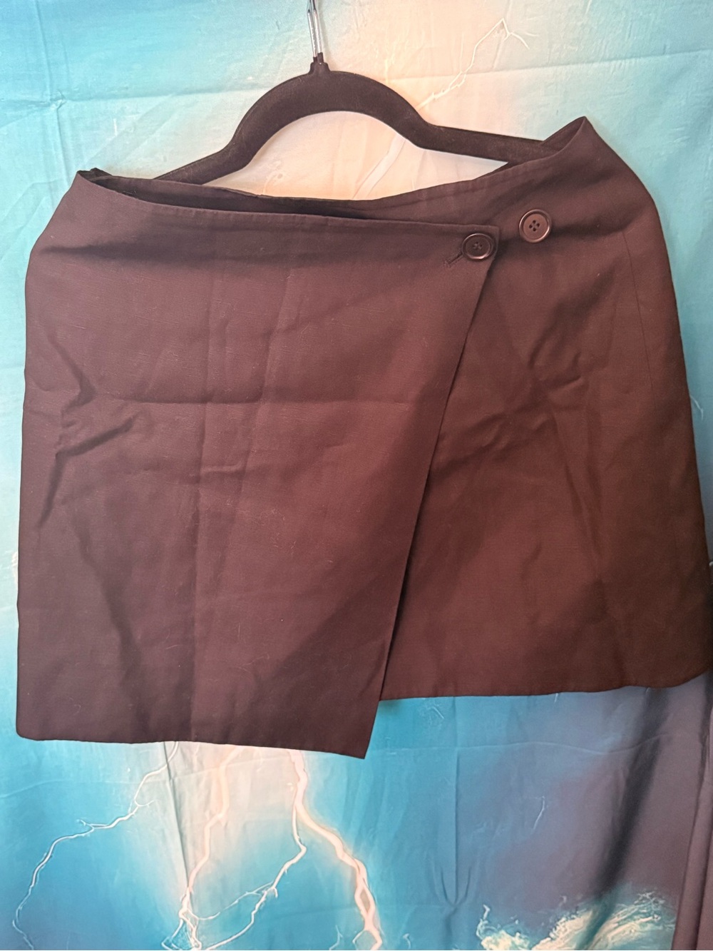 COS Black Asymmetric Button-Front Mini Skirt